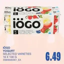 Wholesale Club Iogo yogurt selected varieties offer