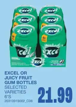 Wholesale Club Excel or juicy fruit gum bottles offer