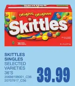 Wholesale Club Skittles Singles Selected Varieties offer