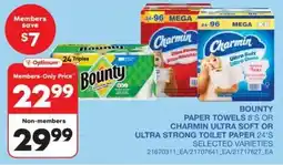 Wholesale Club Bounty paper towels 8's or Charmin ultra soft or ultra strong toilet paper 24's offer