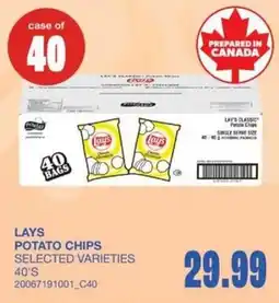 Wholesale Club Lays potato chips selected varieties offer