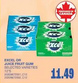 Wholesale Club Excel juice fruit gum offer