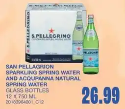 Wholesale Club San Pellegrino sparkling spring water and acquapanna natural spring water glass bottles offer