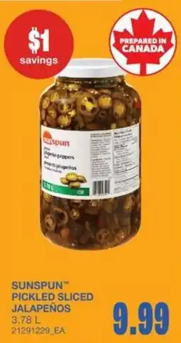Wholesale Club Sunspun pickled sliced jalapeños offer