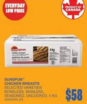 Wholesale Club Sunspun chicken breasts offer