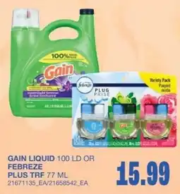 Wholesale Club Gain liquid or febreze plus trf offer