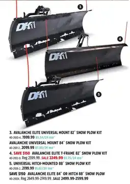 Canadian Tire Avalanche elite t-frame 82 snow plow kit offer