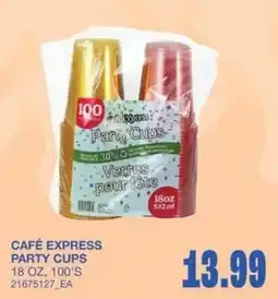 Wholesale Club Café Express party cups offer
