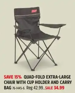 Canadian Tire Coleman quad-fold extra-large chair with cup holder and carry bag offer
