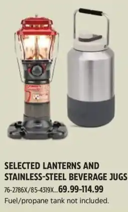 Canadian Tire Selected lanterns and stainless-steel beverage jugs offer