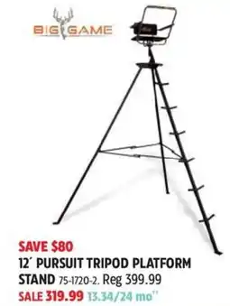 Canadian Tire Big game 12' pursuit tripod platform stand offer