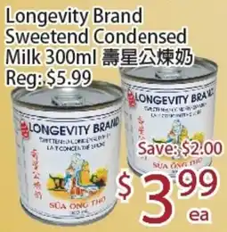 Sunny Food Mart Longevity Brand Sweetend Condensed Milk offer