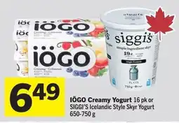 IGA Iögo creamy yogurt or siggi's icelandic style skyr yogurt offer