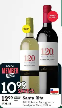 Sobeys Liquor Santa Rita 120 Cabernet Sauvignon or Sauvignon Blanc offer
