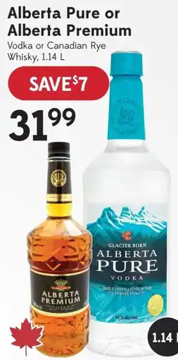 Sobeys Liquor Alberta Pure or Alberta Premium Vodka or Canadian Rye Whisky offer