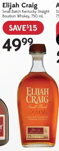 Sobeys Liquor Elijah Craig Small Batch Kentucky Straight Bourbon Whiskey offer