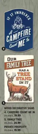Canadian Tire Wood decorative signs campfire count me in offer