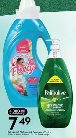 Sobeys Palmolive ez-pump dish detergent or fleecy fabric softener offer