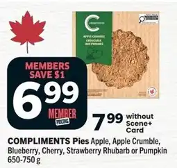 IGA Compliments Pies Apple, Apple Crumble, Blueberry, Cherry, Strawberry Rhubarb or Pumpkin offer