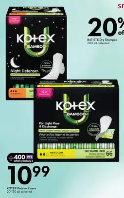 Sobeys Kotex pads or liners offer