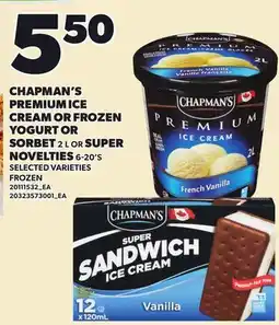 Independent City Market CHAPMAN'S PREMIUM ICE CREAM OR FROZEN YOGURT OR SORBET, 2 L OR SUPER NOVELTIES, 6-20'S offer