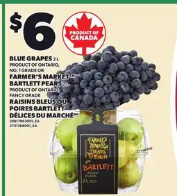 Independent City Market BLUE GRAPES, 2 L OR FARMER'S MARKET BARTLETT PEARS offer