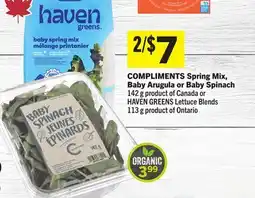 Foodland COMPLIMENTS Spring Mix, Baby Arugula or Baby Spinach offer