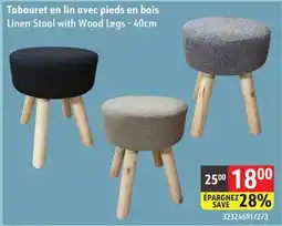 Sushi Shop Linen Stool with Wood Legs offer