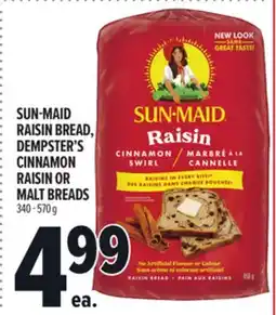 Metro SUN-MAID RAISIN BREAD, DEMPSTER'S CINNAMON RAISIN OR MALT BREADS offer