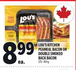 Metro LOU'S KITCHEN PEAMEAL BACON OR DOUBLE SMOKED BACK BACON offer