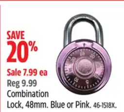 Canadian Tire Combination Lock, 48mm offer