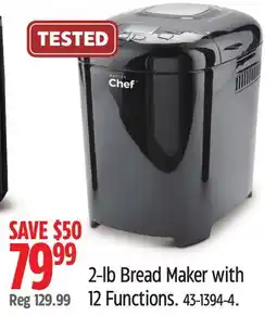 Canadian Tire Master Chef 2-lb Bread Maker with 12 Functions offer