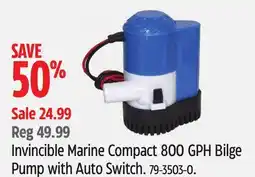 Canadian Tire Invincible Marine Compact 800 GPH Bilge Pump with Auto Switch offer