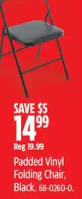 Canadian Tire For Living Padded Vinyl Folding Chair, Black offer