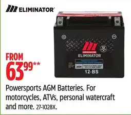 Canadian Tire Eliminator Powersports AGM Batteries offer