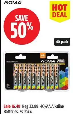 Canadian Tire NOMA 40/AA Alkaline Batteries offer