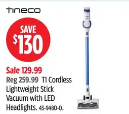 Canadian Tire TINECO TI Cordless Lightweight Stick Vacuum with LED Headlights offer