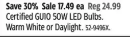 Canadian Tire Certified GU10 50W LED Bulbs. Warm White or Daylight offer