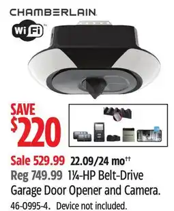 Canadian Tire Chamberlain 1¼-HP Belt-Drive Garage Door Opener and Camera offer
