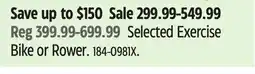 Canadian Tire Selected Exercise Bike or Rower offer