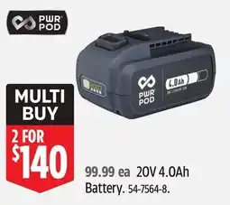 Canadian Tire 20V 4.0Ah Battery offer