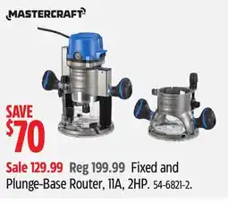 Canadian Tire Mastercraft Fixed and Plunge-Base Router, 11A, 2HP offer