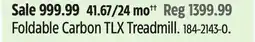 Canadian Tire Foldable Carbon TLX Treadmill offer