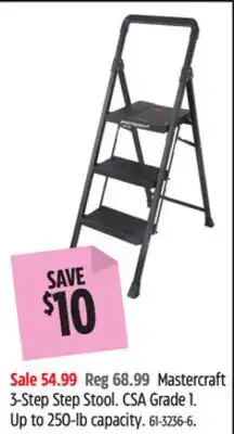 Canadian Tire Mastercraft 3-Step Step Stool. CSA Grade 1. Up to 250-lb capacity offer