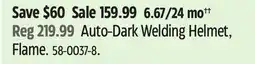 Canadian Tire Auto-Dark Welding Helmet, Flame offer