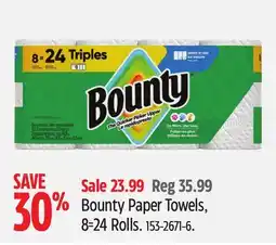 Canadian Tire Bounty Paper Towels, 8=24 Rolls offer