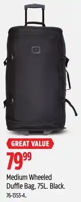 Canadian Tire Outbound Medium Wheeled Duffle Bag, 75L. Black offer