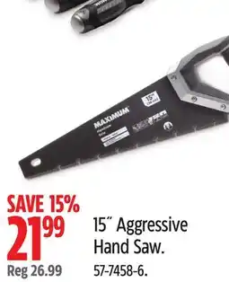 Canadian Tire MAXIMUM 15 Aggressive Hand Saw offer