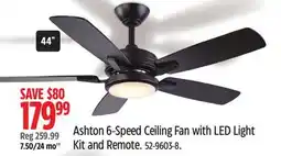 Canadian Tire Ashton 6-Speed Ceiling Fan with LED Light Kit and Remote offer