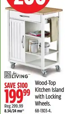 Canadian Tire For Living Wood-Top Kitchen Island With Locking Wheels offer